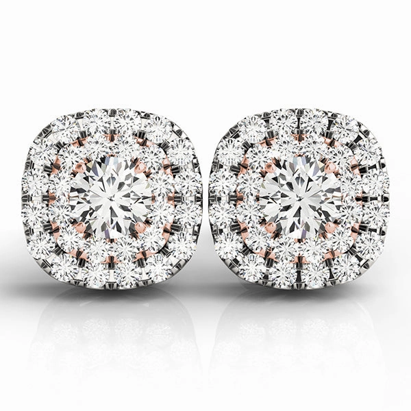 Decorative Creation Multi-Diamond Round Halo Earrings