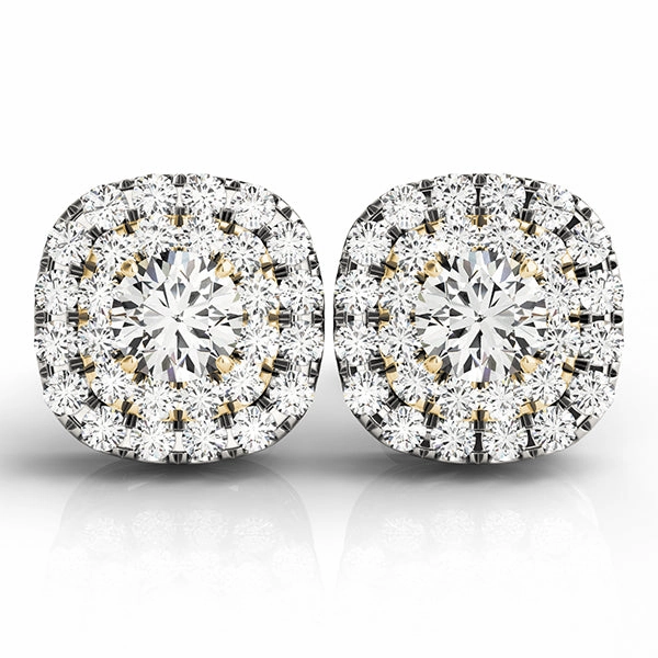 Multi-Diamond Round Halo Earrings Geometric Embellishment Colorful Jewelry