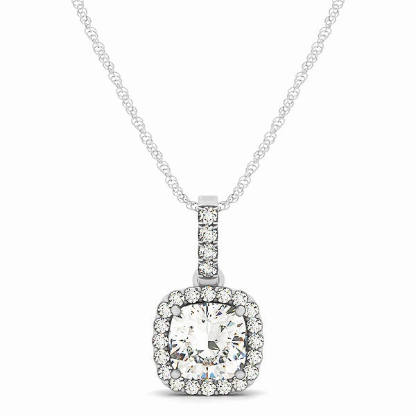 Multi-Diamond Round Halo Pendant Soft Edge