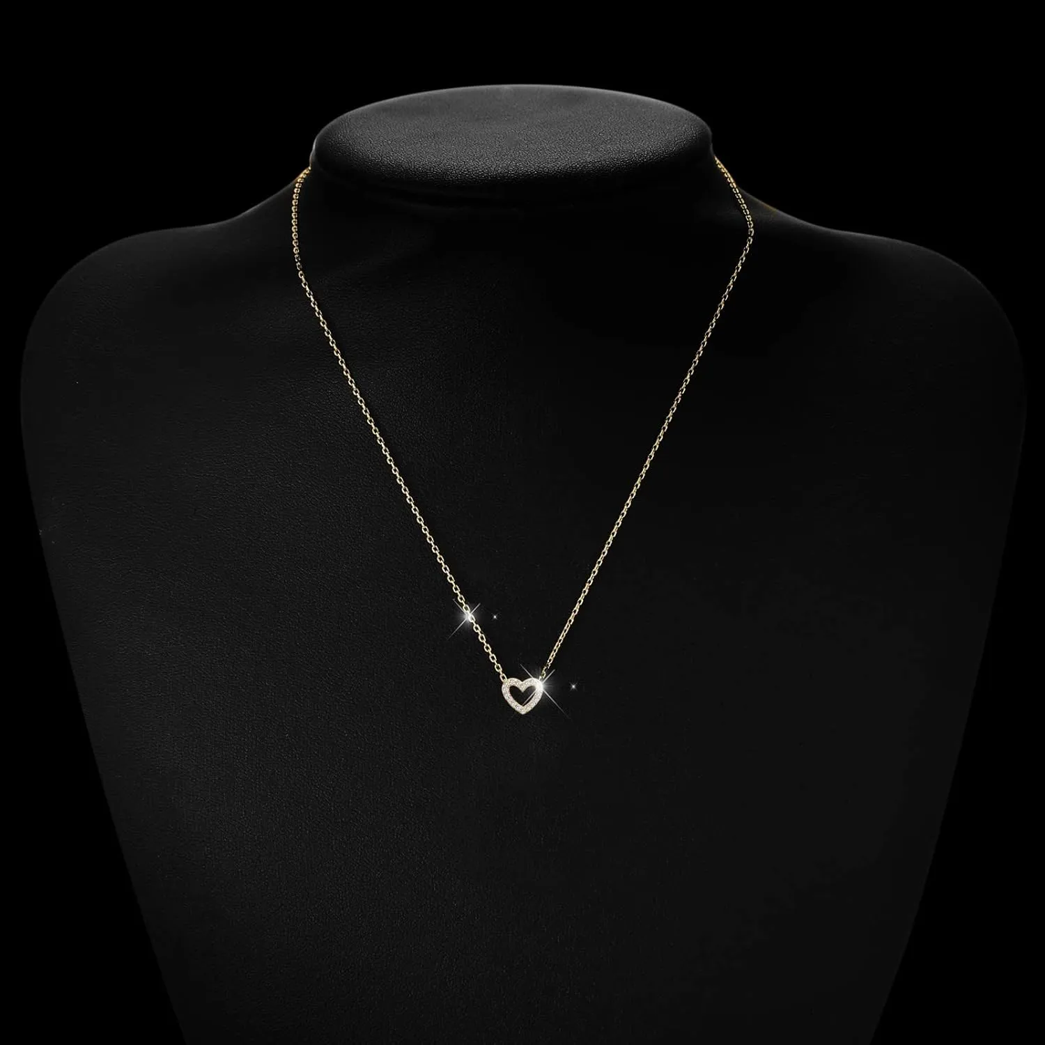 Multiple Initial Necklaces Necklace Zircon Heart Necklaces Crystal Chain Jewelry For Women Girls Heart Pendant