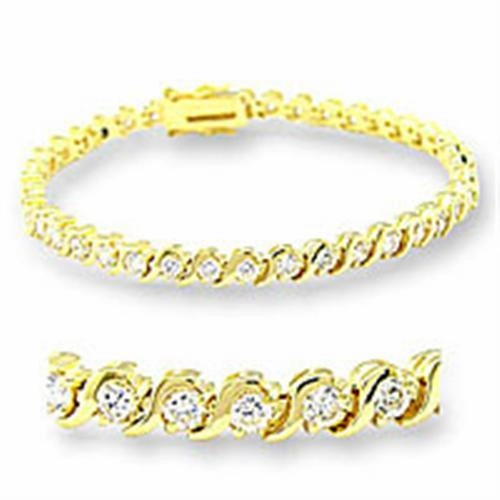 47204 - Gold Brass Bracelet with AAA Grade CZ  in Clear Neighborhood Find Hard-To-Find