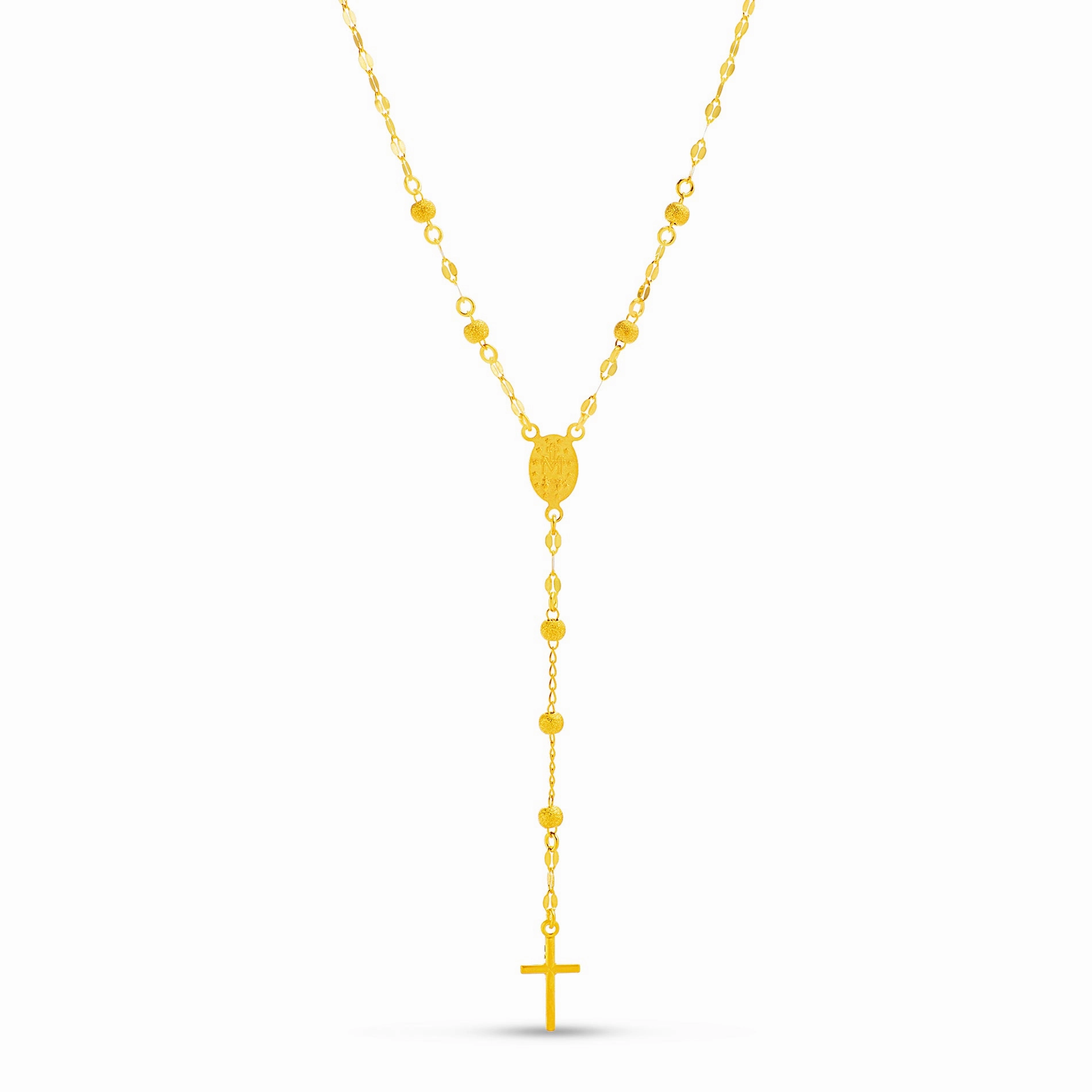 My Bible 18K Gold Plated Sterling Silver Y Cross Drop Rosary Necklace Beautiful Piece