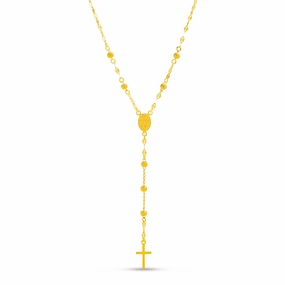 My Bible 18K Gold Plated Sterling Silver Y Cross Drop Rosary Necklace Beautiful Piece