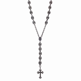 Easy Style My Bible Black IP Plated Stainless Steel Rosary Necklace