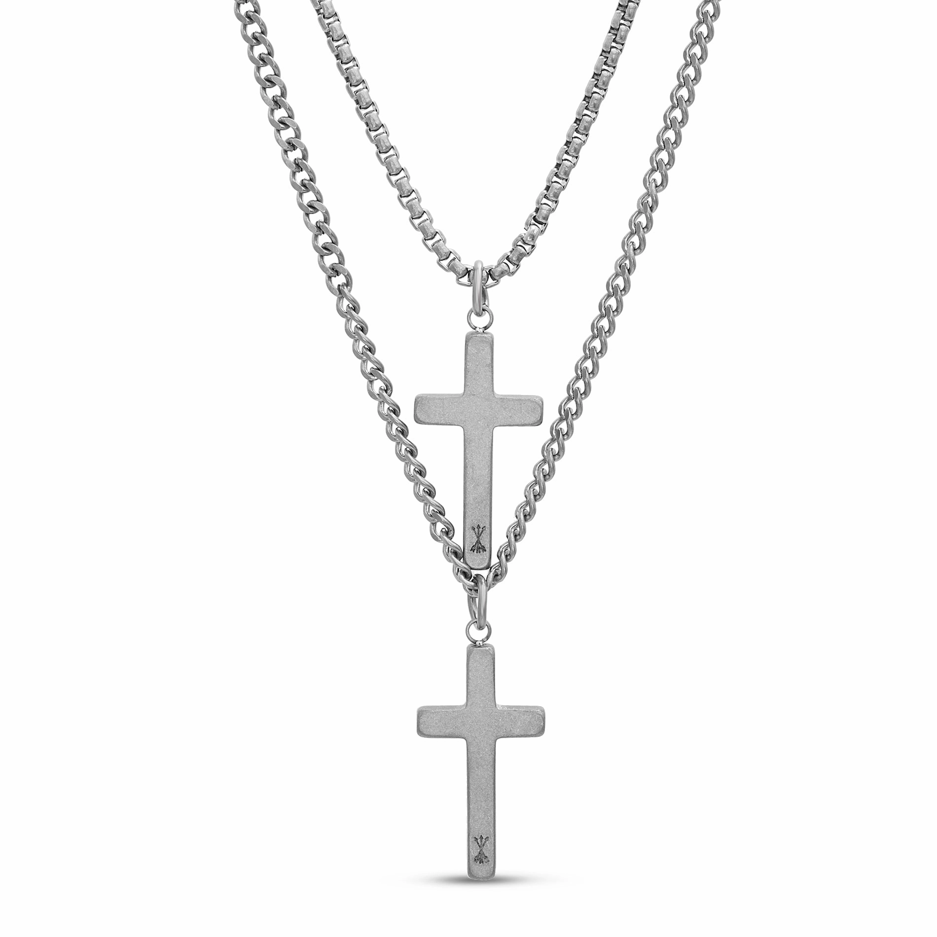 Classic Present Sophisticated Style My Bible Stainless Steel Cross Charm Duo Necklace Set