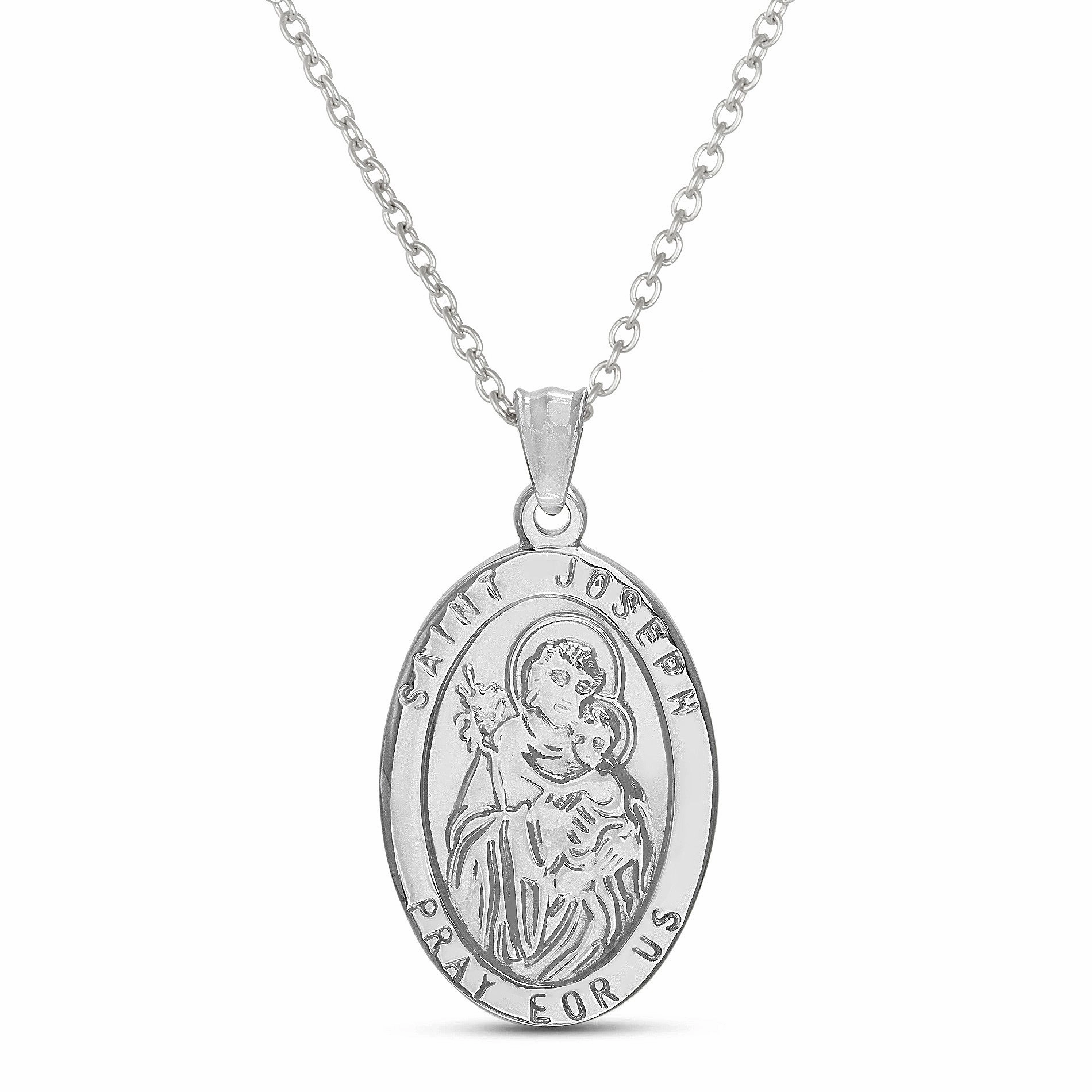 Attractive item My Bible Stainless Steel Religious Medal St Joseph Pendant Necklace