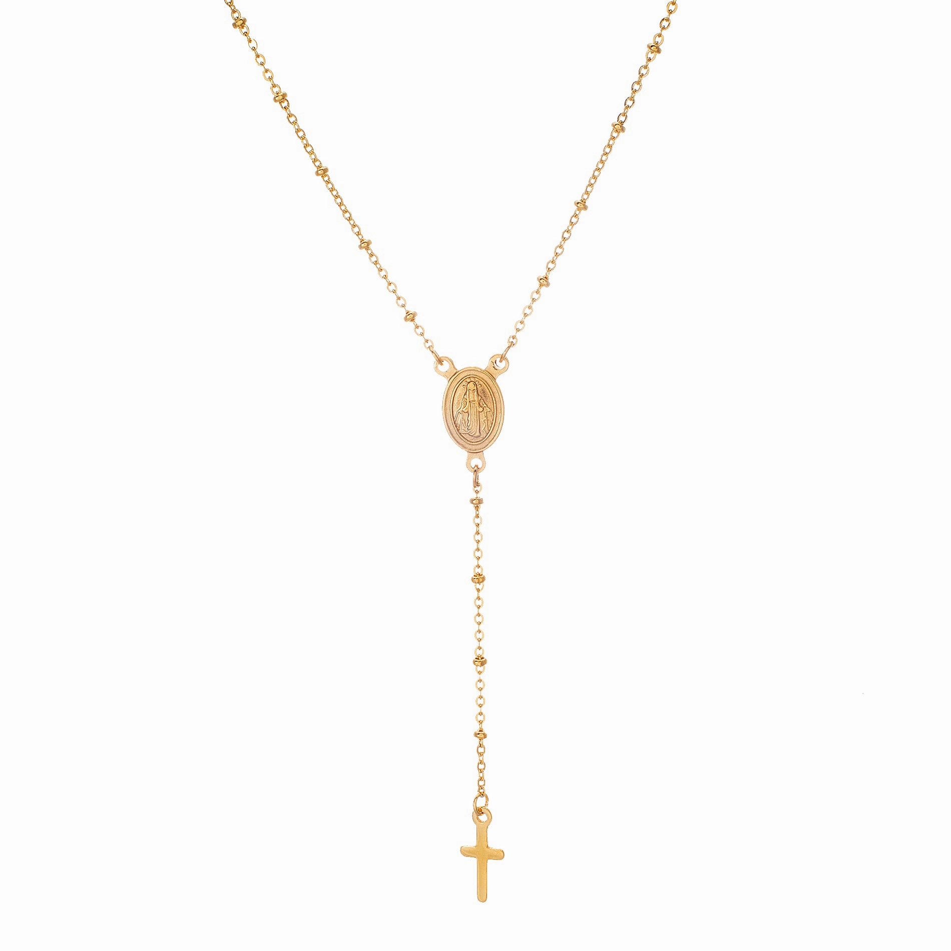 Beach Vibe Influencer Jewelry My Bible Stainless Steel Rosary Necklace with 1.5mm Beads