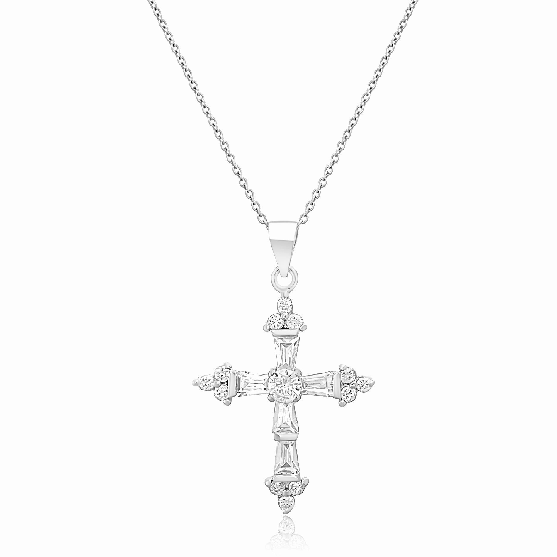 Wedding Moment Timeless Piece My Bible Sterling Silver Cubic Zirconia Cross Pendant Necklace