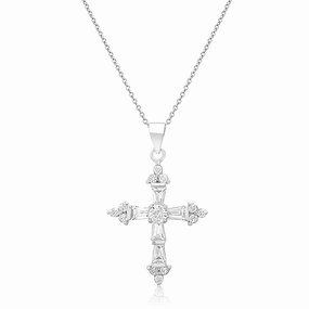 Wedding Moment Timeless Piece My Bible Sterling Silver Cubic Zirconia Cross Pendant Necklace