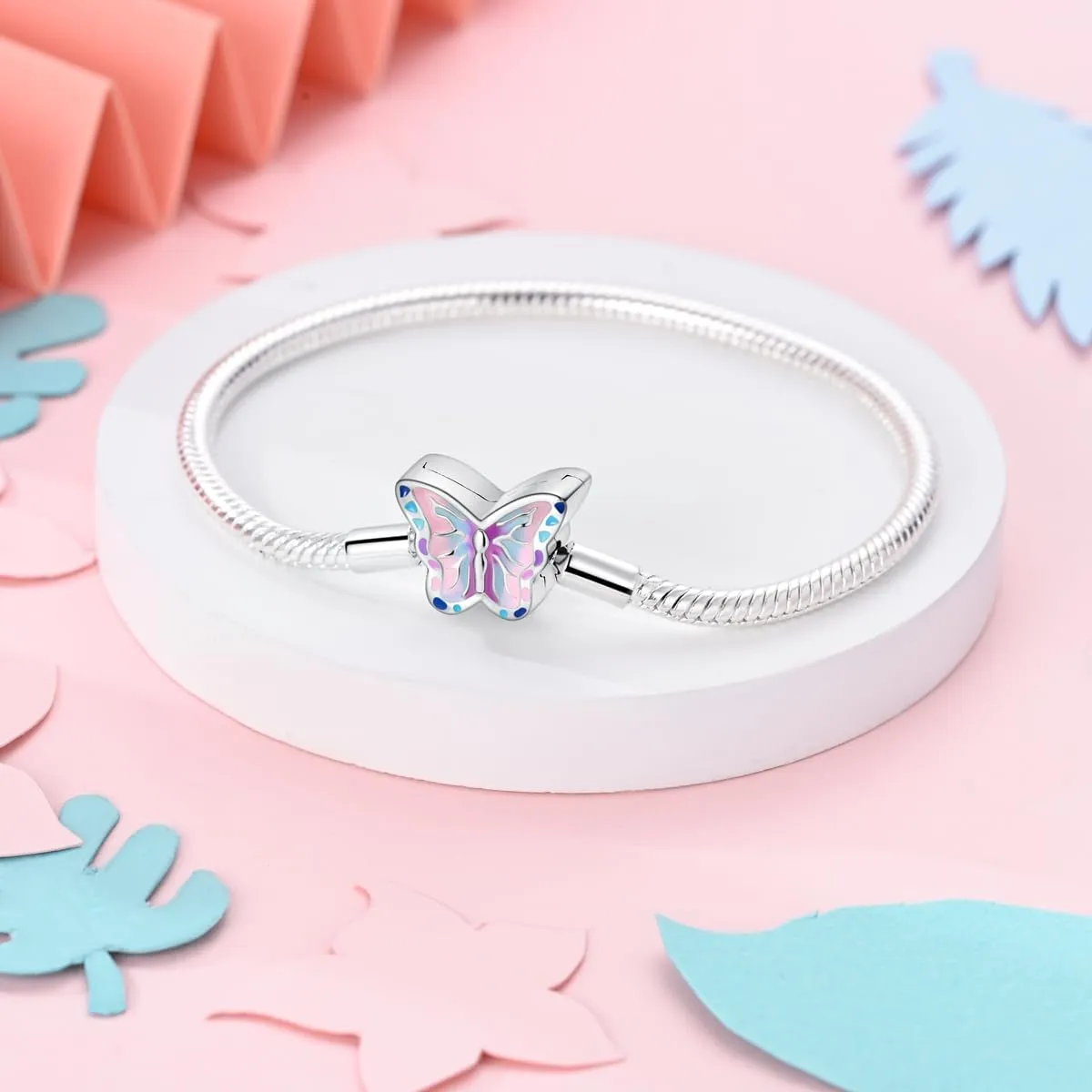 NARMO 925 Sterling Silver Bracelets for Women Love Heart Bracelets Butterfly Snake Bracelets fit Pandora Charm Beads Various Snake Charm Bracelets Size 6.7in-7.9in