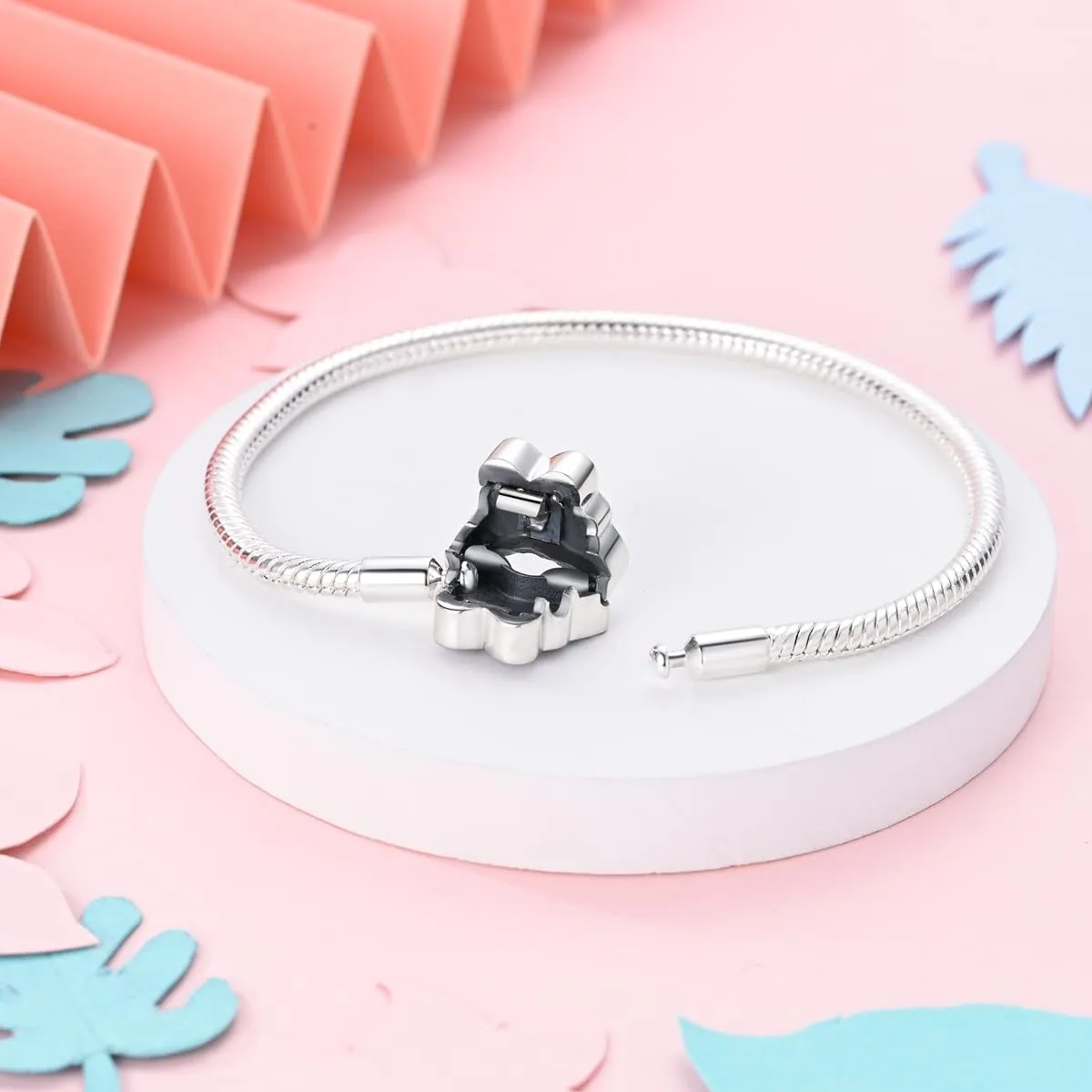 NARMO 925 Sterling Silver Bracelets for Women Love Heart Bracelets Butterfly Snake Bracelets fit Pandora Charm Beads Various Snake Charm Bracelets Size 6.7in-7.9in