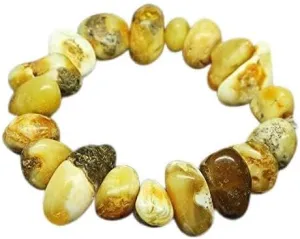 Natural Amber 12-25mm Tumble Smooth Beads Stretchable Bracelet for Men & Women. 7 inch Natural Gemstone Beads Bracelet Wrist mala for Healing, Protection, Meditation, Chakra, Balance, Gift.