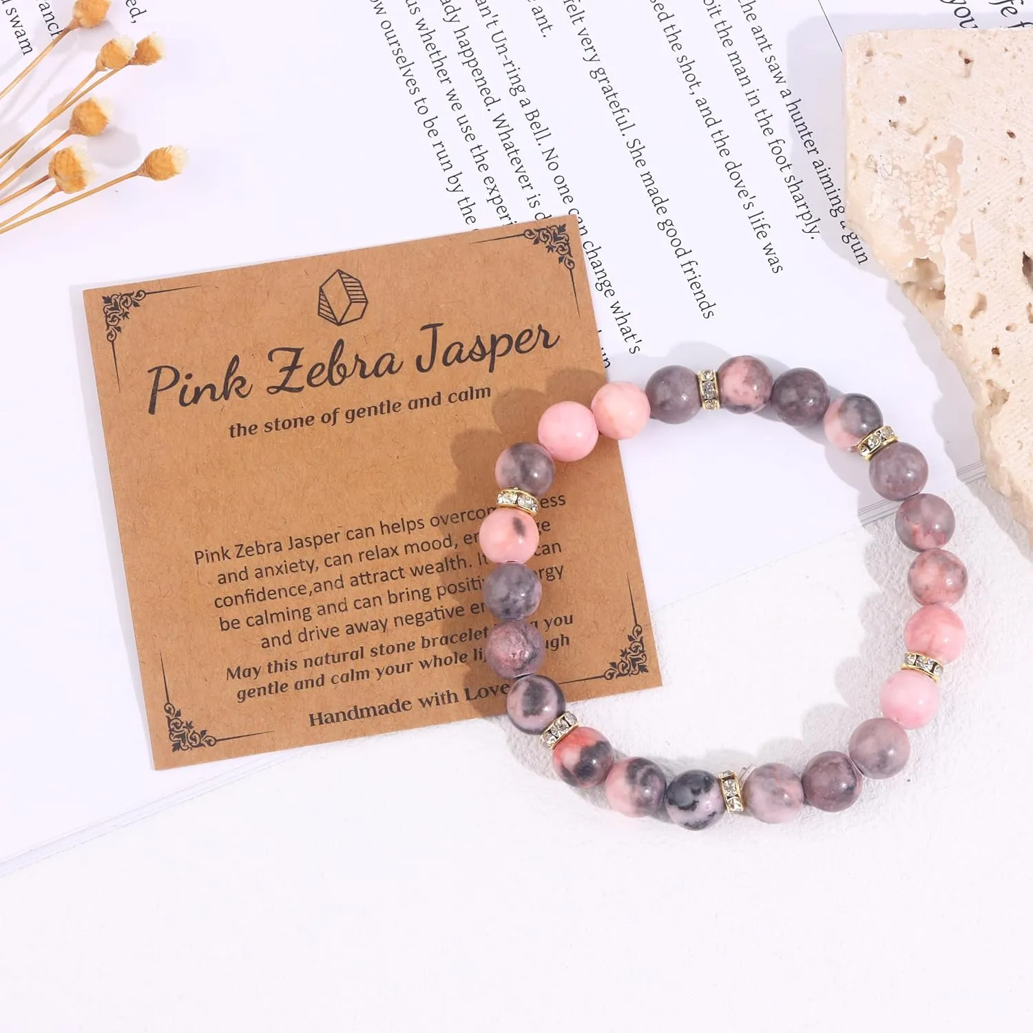Natural Crystal Bracelets for Women Men 8mm Semi-Precious Gemstone Beaded Bracelets Adjustable Round Gemstone Bracelets Jewelry Gifts
