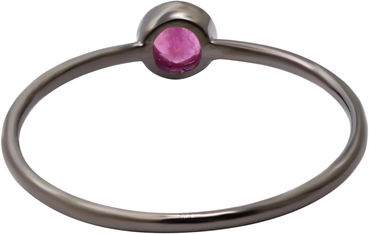 Natural Ruby Ring Sterling Silver Handmade Designer Women Thin Ring Minimalist Silver Black Rhodium Ring Small Ruby Rose Gold Vermeil Ring Christmas