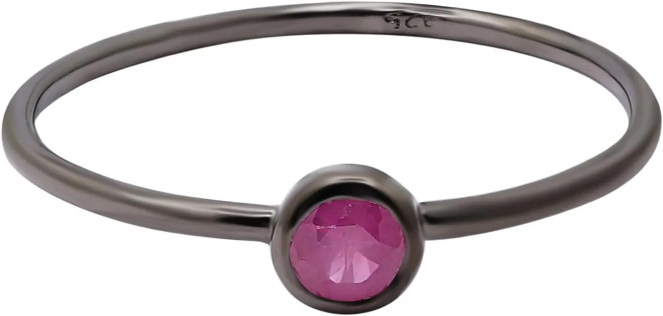 Natural Ruby Ring Sterling Silver Handmade Designer Women Thin Ring Minimalist Silver Black Rhodium Ring Small Ruby Rose Gold Vermeil Ring Christmas