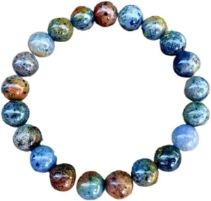 Natural Sunset Dumortierite 8mm Round Shape Smooth Cut Beads Stretchable Bracelet for Men & Women.|HS_Stbr_08471