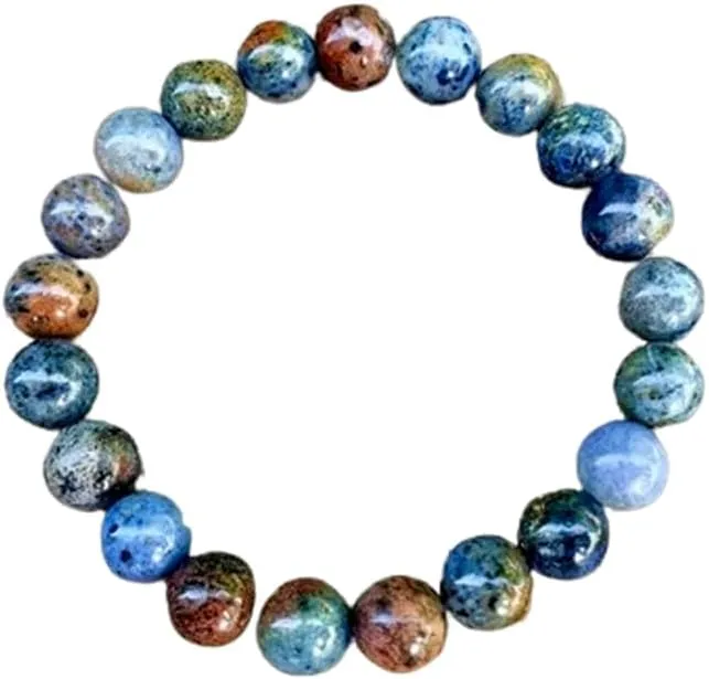 Natural Sunset Dumortierite 8mm Round Shape Smooth Cut Beads Stretchable Bracelet for Men & Women.|HS_Stbr_08471