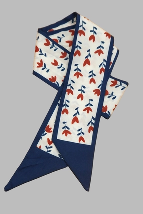 One Of A Kind Item Navy Floral Twilly Scarf Wrap