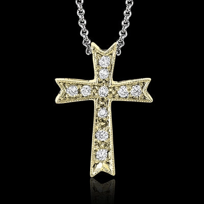 Family Gift ZP151 Cross Pendant in 14k Gold with Diamonds
