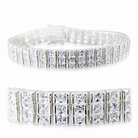31923 - High-Polished 925 Sterling Silver Bracelet with AAA Grade CZ  in Clear Easy Journey New Arrival