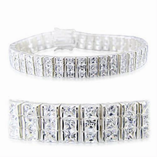 31923 - High-Polished 925 Sterling Silver Bracelet with AAA Grade CZ  in Clear Easy Journey New Arrival