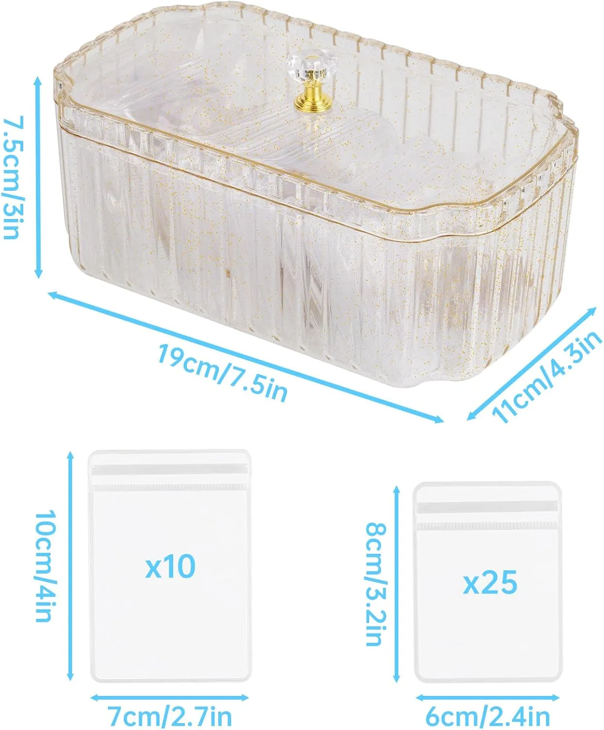 NiHome Jewelry Organizer Box Set for Vanity, Wardrobe, Bedroom Storage, 35 Anti-Tarnish Clear Travel Pouches Two Sizes for Rings, Earrings, Necklaces, Bracelets, Detachable Minimalist Design