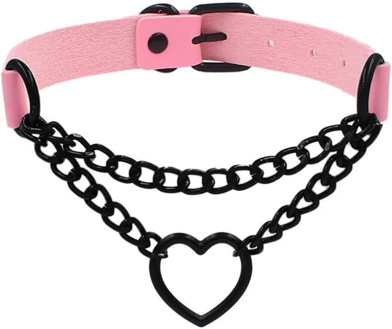 Novelty Gothic Punk Choker Necklace for Women Goth Pu Leather Adjustable Hip Hop Costume Cosplay Collar Choker
