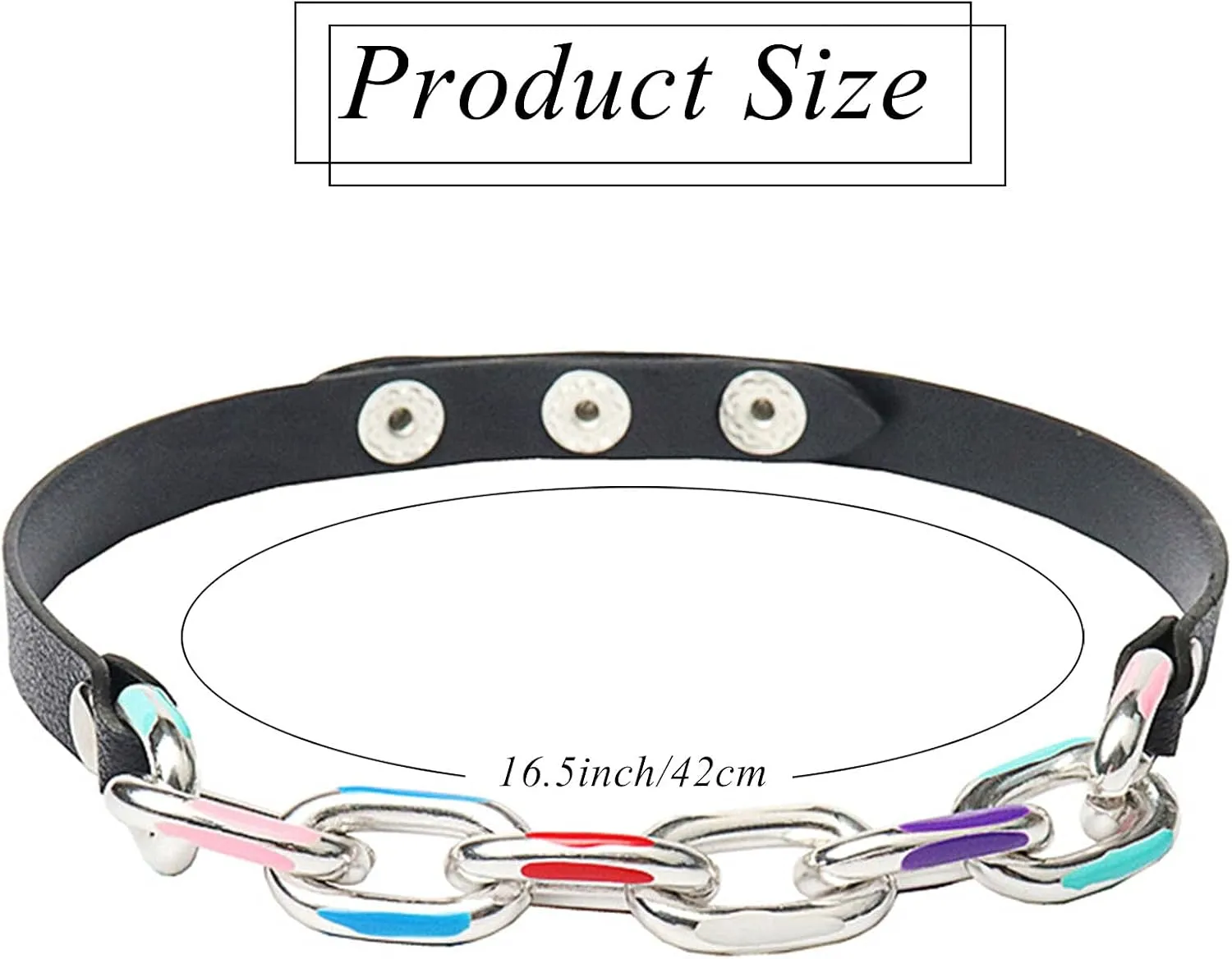 Olbye Black Leather Choker Necklace - Circle Short Necklace With Rivet Studded Spike, Adjustable Punk Design, Gothic Style for Women