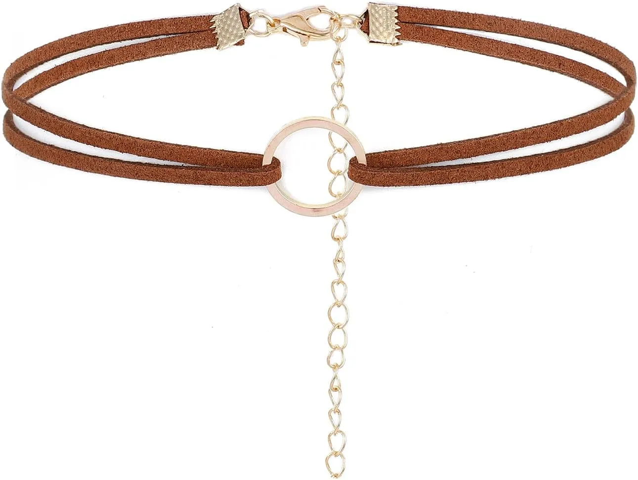 Olbye Karma Choker Necklace Gold Circle Necklaces Jewelry for Women Charm Leather Necklace Cord Choker