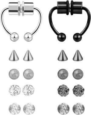 ONESING 2-6 16G Packs Magnetic Septum Nose Rings Fake Septum Ring Fake Septum Fake Nose Rings for Women Fake Piercing Inner 10mm-12mm Clip On Nose Rings Hoop No Pierced Stainless Steel Jewelry