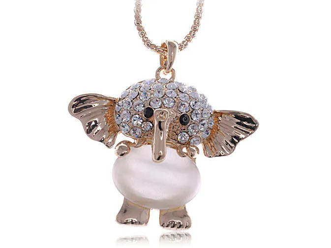 Opal Belly Elephant Necklace