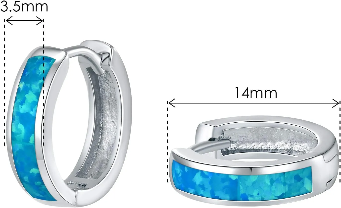 Opal Stud Huggie Hoop Earrings: Hypoallergenic 14K Gold/Silver/Rose Gold Plated Small Hoop Earrings for Women Sensitive Ears