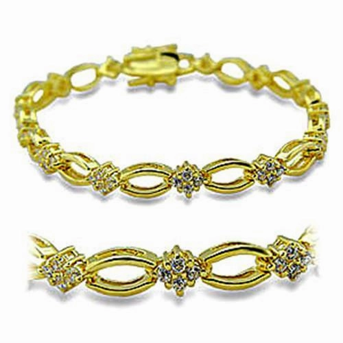 416006 - Gold Brass Bracelet with AAA Grade CZ  in Clear Principal Adornment Individuality Highlight
