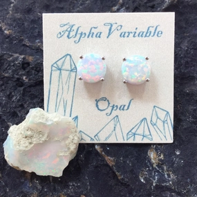 Opal Earrings Large Adornment Simple Finish