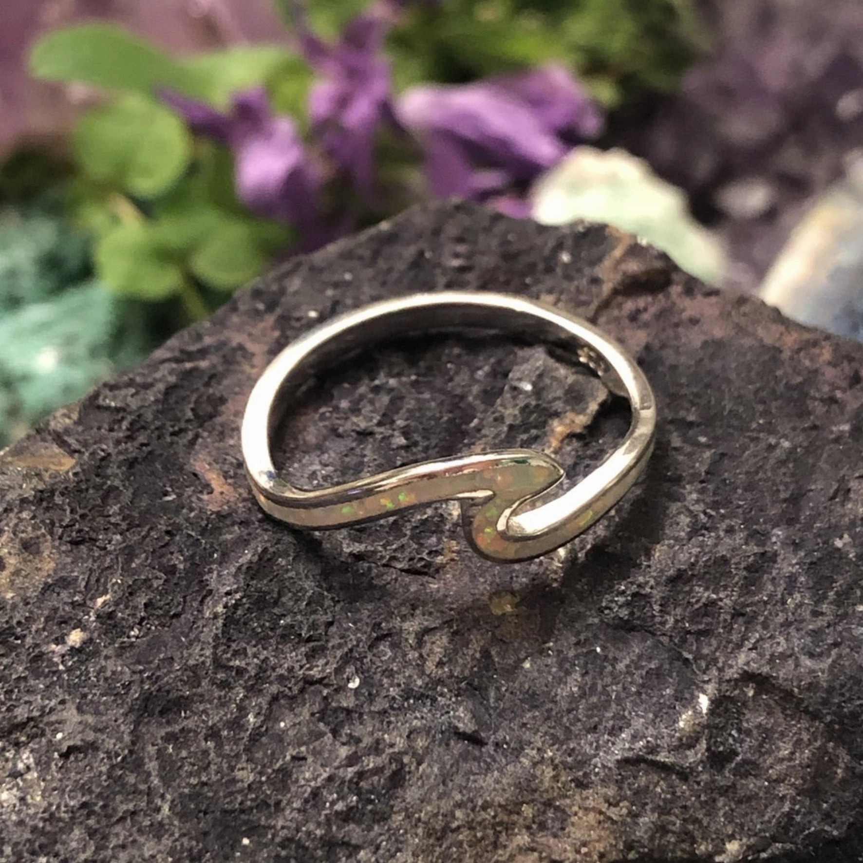 Designer Embellishment opal wave ring