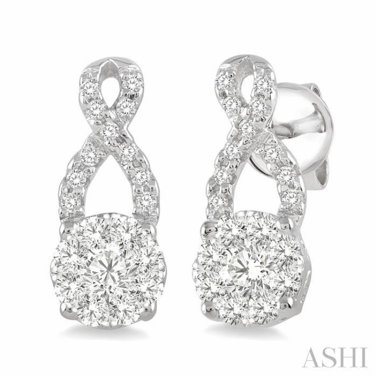 1/2 ctw Lovebright Round Cut Diamond Earrings in 14K White Gold Outdoor Style Holiday Ready