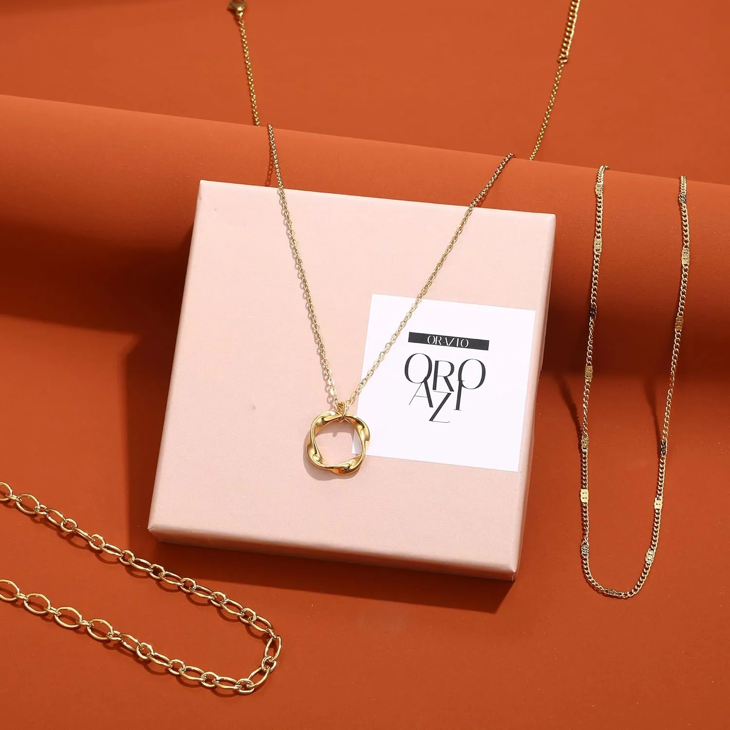 ORAZIO Layered Necklaces for Women,14K Gold Plated/Silver Stacked Necklaces for Women,Dainty Pearl Paper Clip Chain Pendant Choker Necklace Set Cute CZ Stackable Womens Necklaces Trendy Gold Y Necklace Jewelry Set Gift