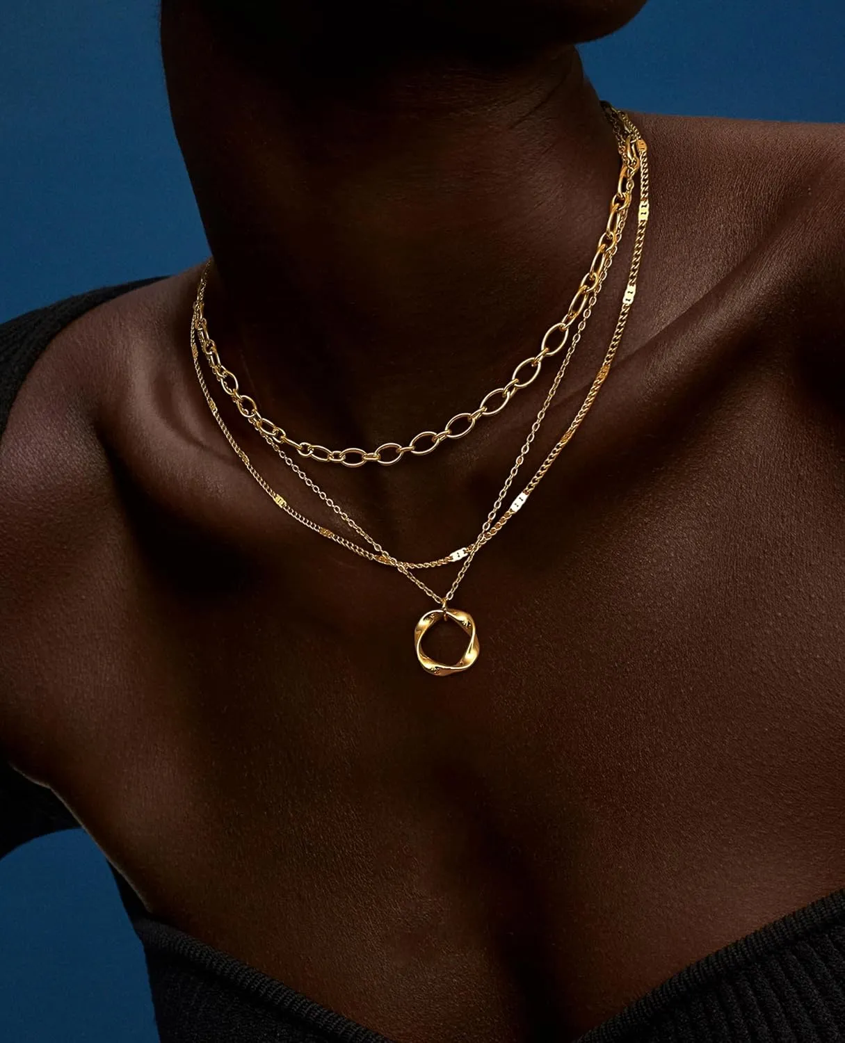 ORAZIO Layered Necklaces for Women,14K Gold Plated/Silver Stacked Necklaces for Women,Dainty Pearl Paper Clip Chain Pendant Choker Necklace Set Cute CZ Stackable Womens Necklaces Trendy Gold Y Necklace Jewelry Set Gift