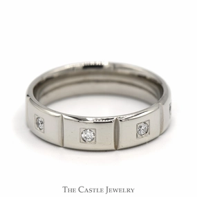 Family Crest Men's 6mm Wide Flat Set Diamond Eternity Band in 14k White Gold