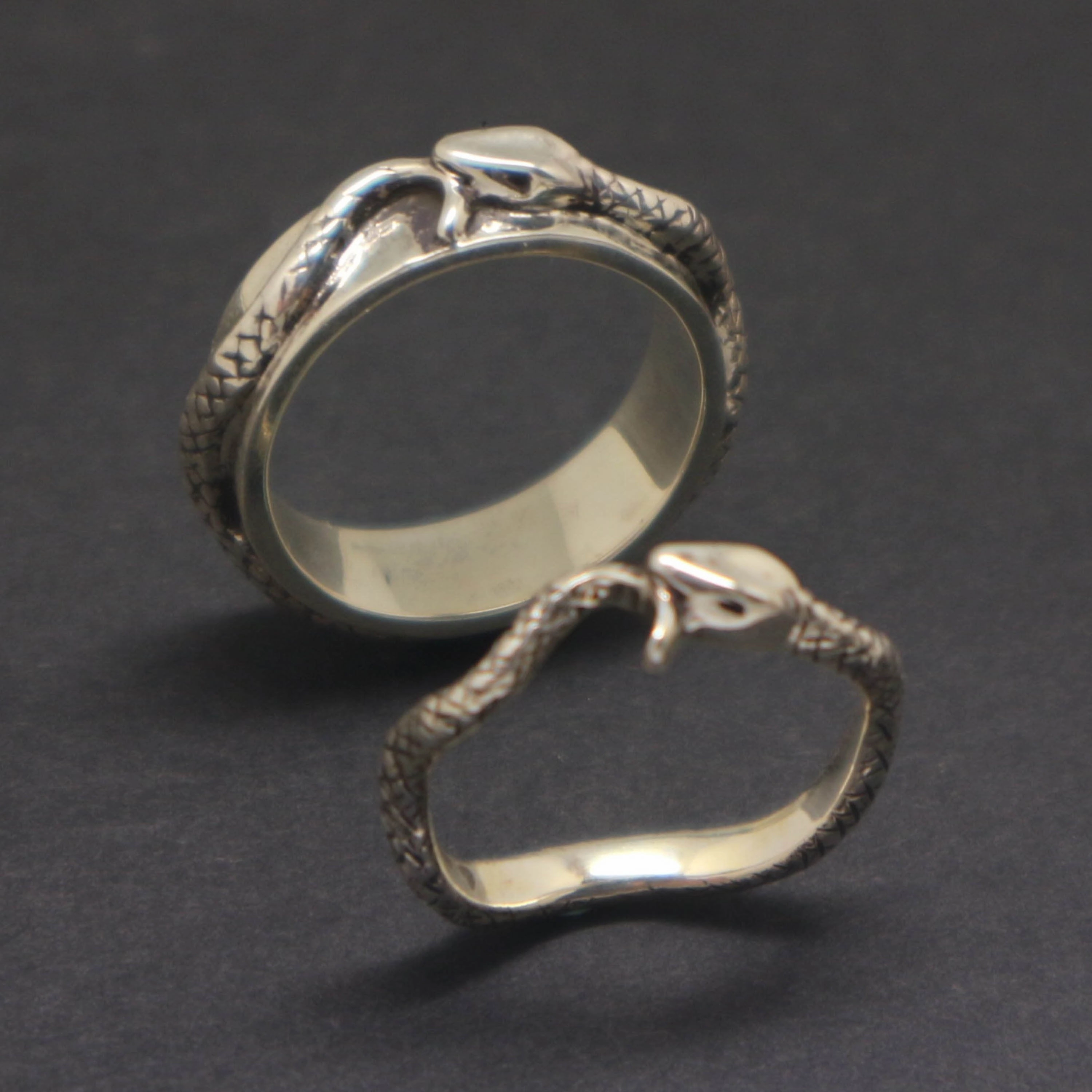 Gentle Simplicity Vintage Item Ouroboros Snake Promise Ring for Couple