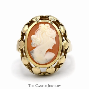 Made to order Modern Craft Oval Cameo Ring with Open Bezel in 14k Yellow Gold