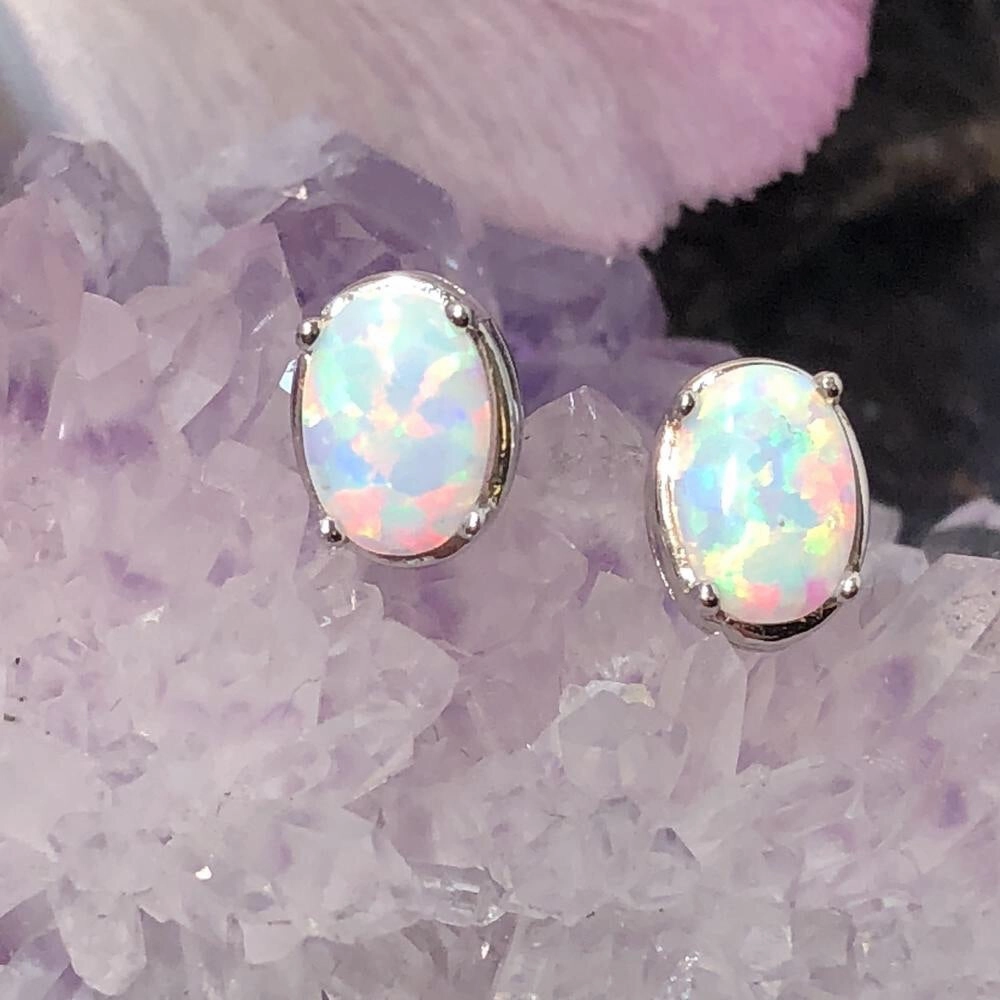 Oval Opal Earrings   Glitter Egg Gift Box Social Embellishment