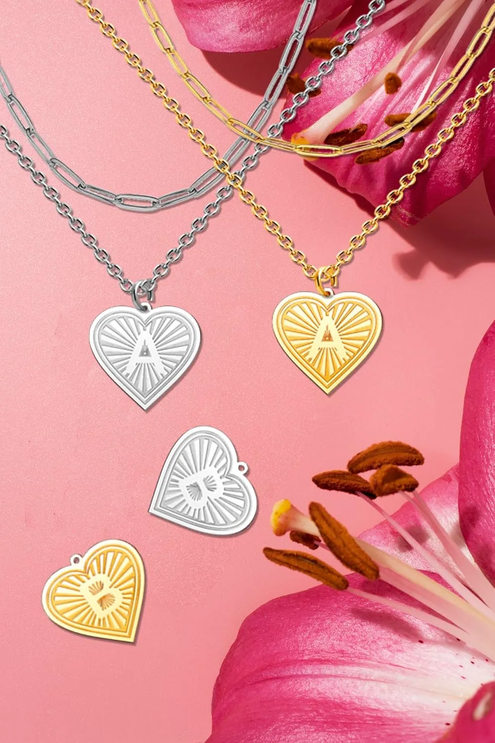 Over Layering Necklaces for Women Heart Silver Letter A Initial Necklaces for Women Gold Layered Necklaces for Women Jewelry Gifts