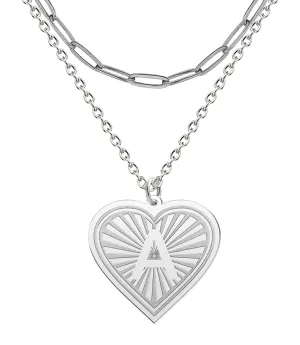 Over Layering Necklaces for Women Heart Silver Letter A Initial Necklaces for Women Gold Layered Necklaces for Women Jewelry Gifts