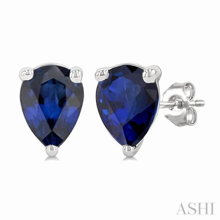 5X3 MM Pear Shape Sapphire Precious Stud Earrings in 14K White Gold Stunning Piece Precious Pieces