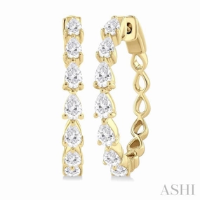1 1/2 ctw North-South Pear Shape Diamond Fashion Hoop Earring in 14K Yellow Gold Luxury Touch Design