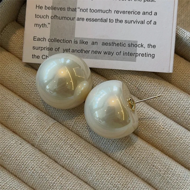 Straight Accessory Super Big Statement Size Pearl Stud Earring