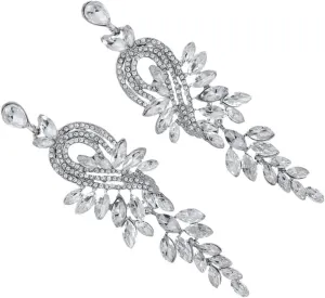 PartyKindom Elegant Gold Wedding Guest Jewelry Rhinestone Dangle Earrings Bridal Earring Set