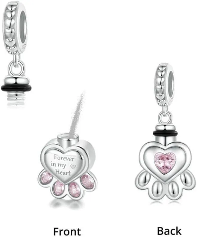 Paw Charm 925 Sterling Silver Angel Feather Charm Wing Charm Love Heart Charm Animal Dog Birthstone Open Charm for Pandora Charm Bracelet