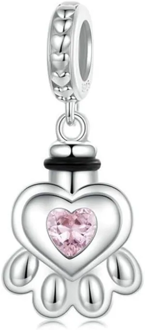 Paw Charm 925 Sterling Silver Angel Feather Charm Wing Charm Love Heart Charm Animal Dog Birthstone Open Charm for Pandora Charm Bracelet